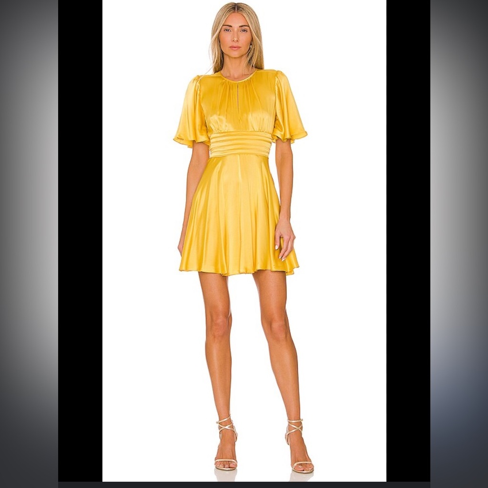 Amanda Uprichard Mini Dress in Honey Color Raya Dress